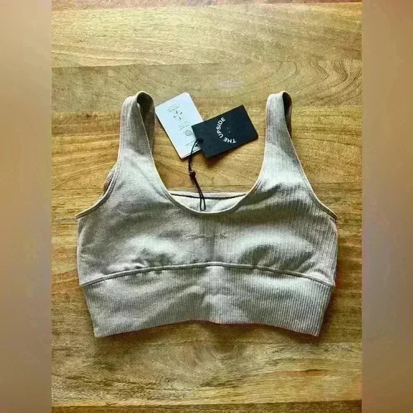The Upside Ribbed Sports Bra Top - Size S - Heather Beige - Picture 2 of 7